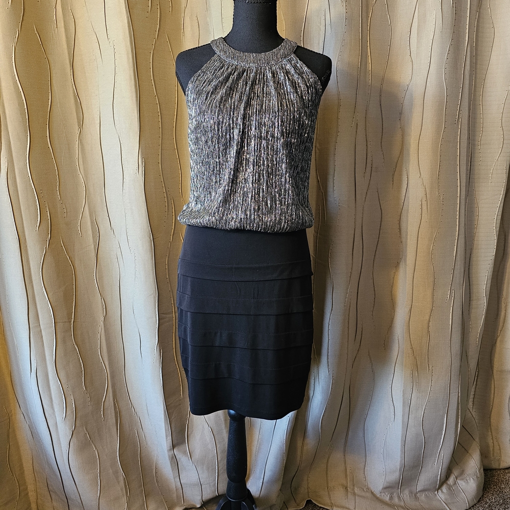 Enfocus Studio Silver and Black Pencil Dress